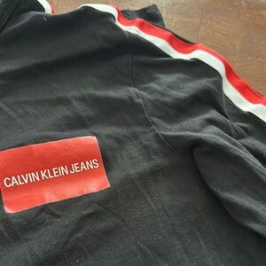 Calvin Klein Jeans Black Top with Red Stripe